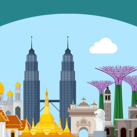 Vector illustration of Southeast Asian monuments and architecture
