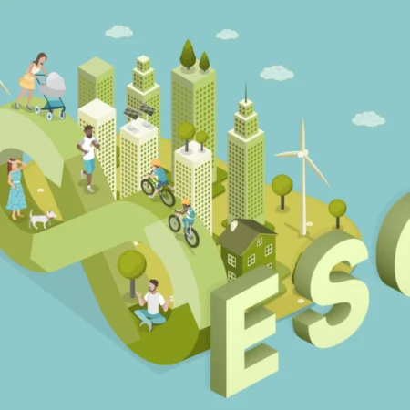 Sustainable cityscape illustrating ESG principles