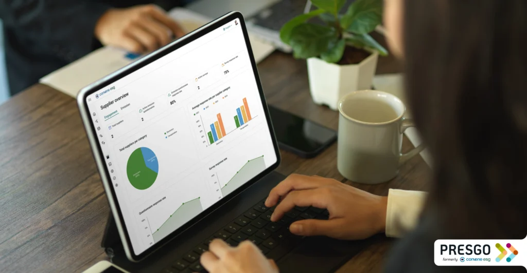 Image showing ESG reporting software on a laptop screen.