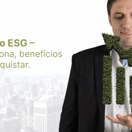 Certificado ESG representado por executivo analisando gráfico de crescimento sustentável ligado a práticas de governança corporativa
