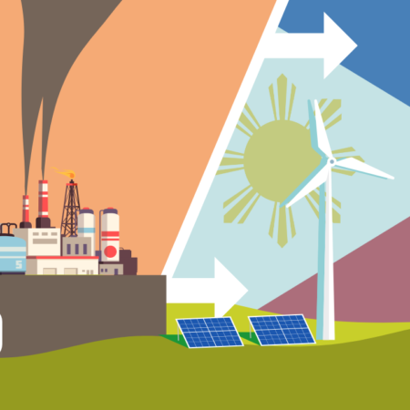 This image shows how renewable energy is replacing the use of coal in the Philippines.