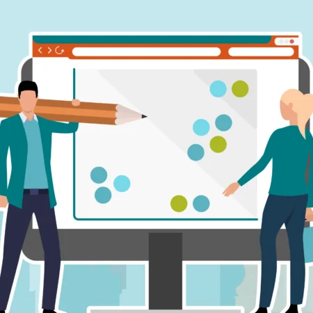 banner image for What Successful ESG Materiality Assessments Look Like in Philippine Companies showing Philippine church element in the background and then two persons in front that are discussing in front of a materiality assessment materiality matrix and then a Presgo logo