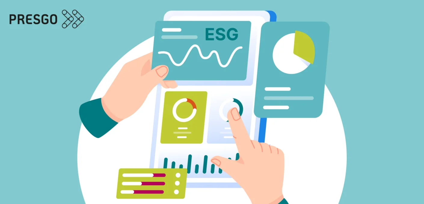 Graphic of two hands navigating a digitalised ESG report