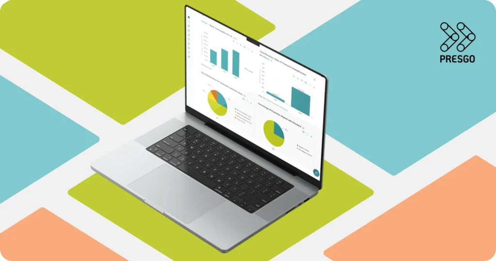 image for the What are the 6 Rs of Sustainability? article's Drive Sustainability Forward with Presgo section, showing the Presgo logo and a laptop device with the Presgo software application on display