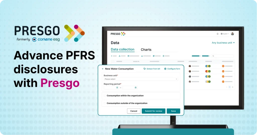 image showing a monitor device, displaying the Presgo software, for the How Presgo Software Advances PFRS Disclosure and Compliance section of the